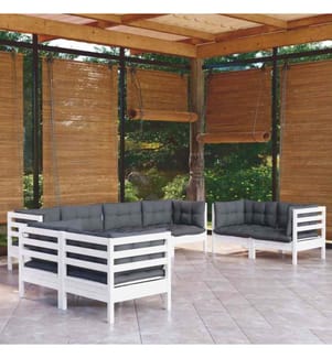 8-tlg. Garten-Lounge-Set mit Kissen Massivholz Kiefer