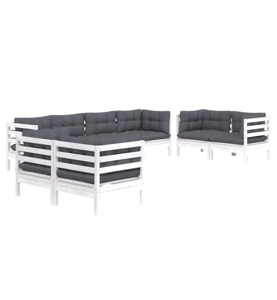 8-tlg. Garten-Lounge-Set mit Kissen Massivholz Kiefer