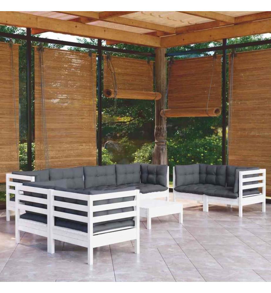 9-tlg. Garten-Lounge-Set mit Kissen Kiefer Massivholz