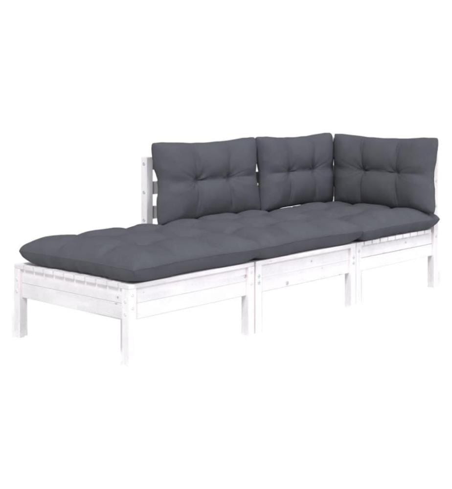 3-tlg. Garten-Lounge-Set mit Kissen Kiefer Massivholz