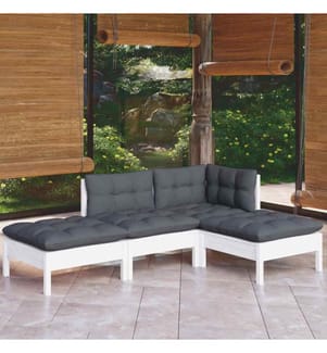 4-tlg. Garten-Lounge-Set mit Kissen Kiefer Massivholz
