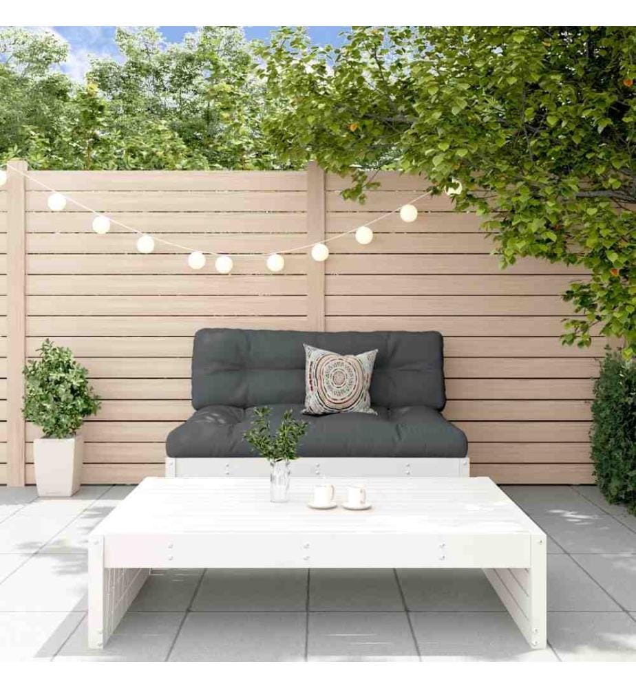 2-tlg. Garten-Lounge-Set mit Kissen Weiss Massivholz