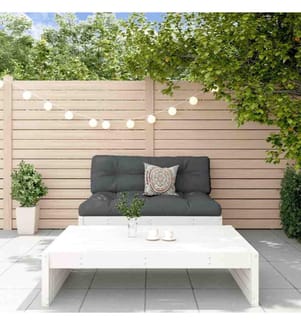 2-tlg. Garten-Lounge-Set mit Kissen Weiss Massivholz