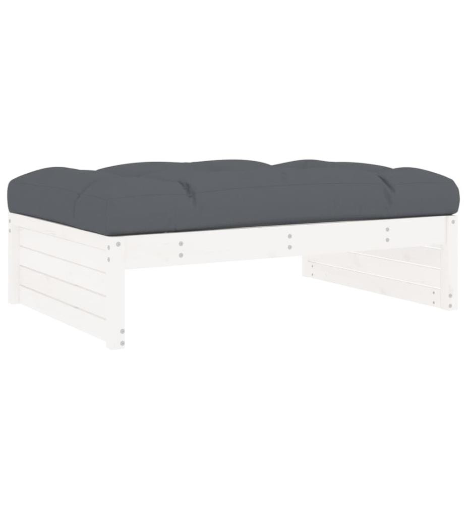 2-tlg. Garten-Lounge-Set mit Kissen Weiss Massivholz