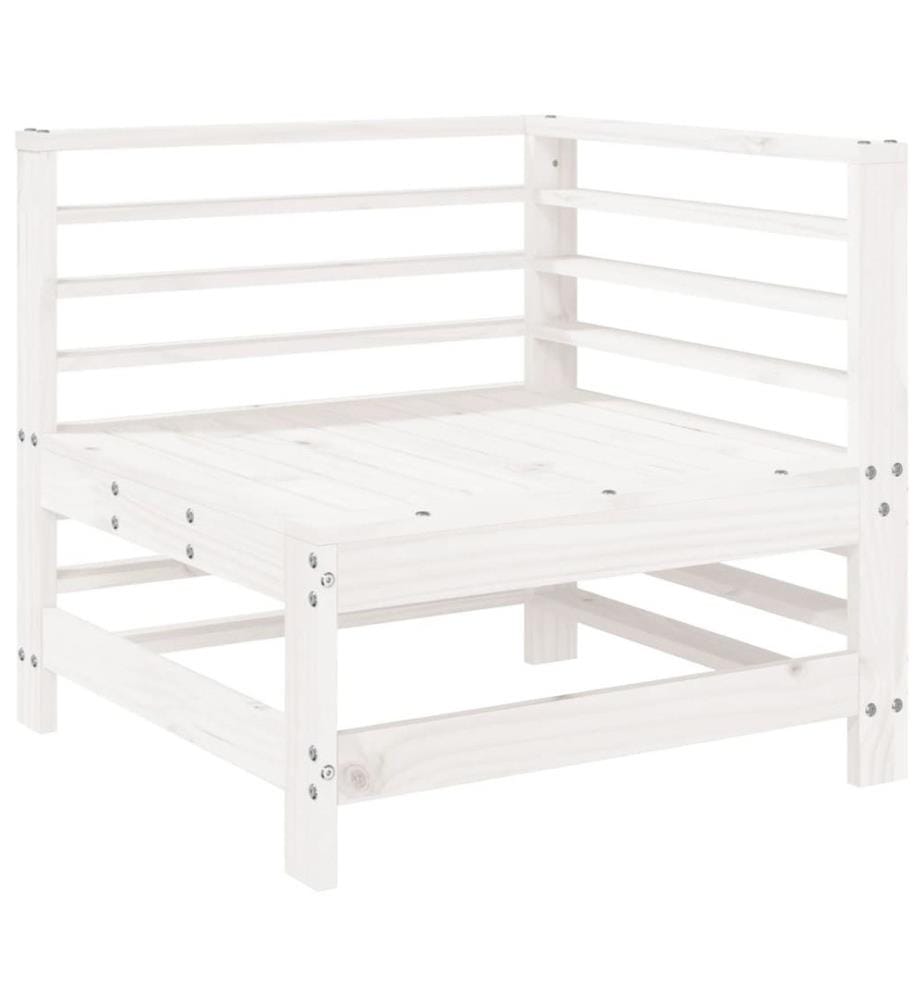 Salon de jardin 9 pcs Blanc Bois de pin massif