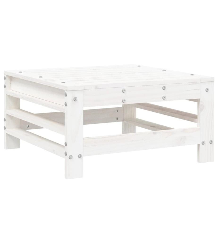 Salon de jardin 9 pcs Blanc Bois de pin massif
