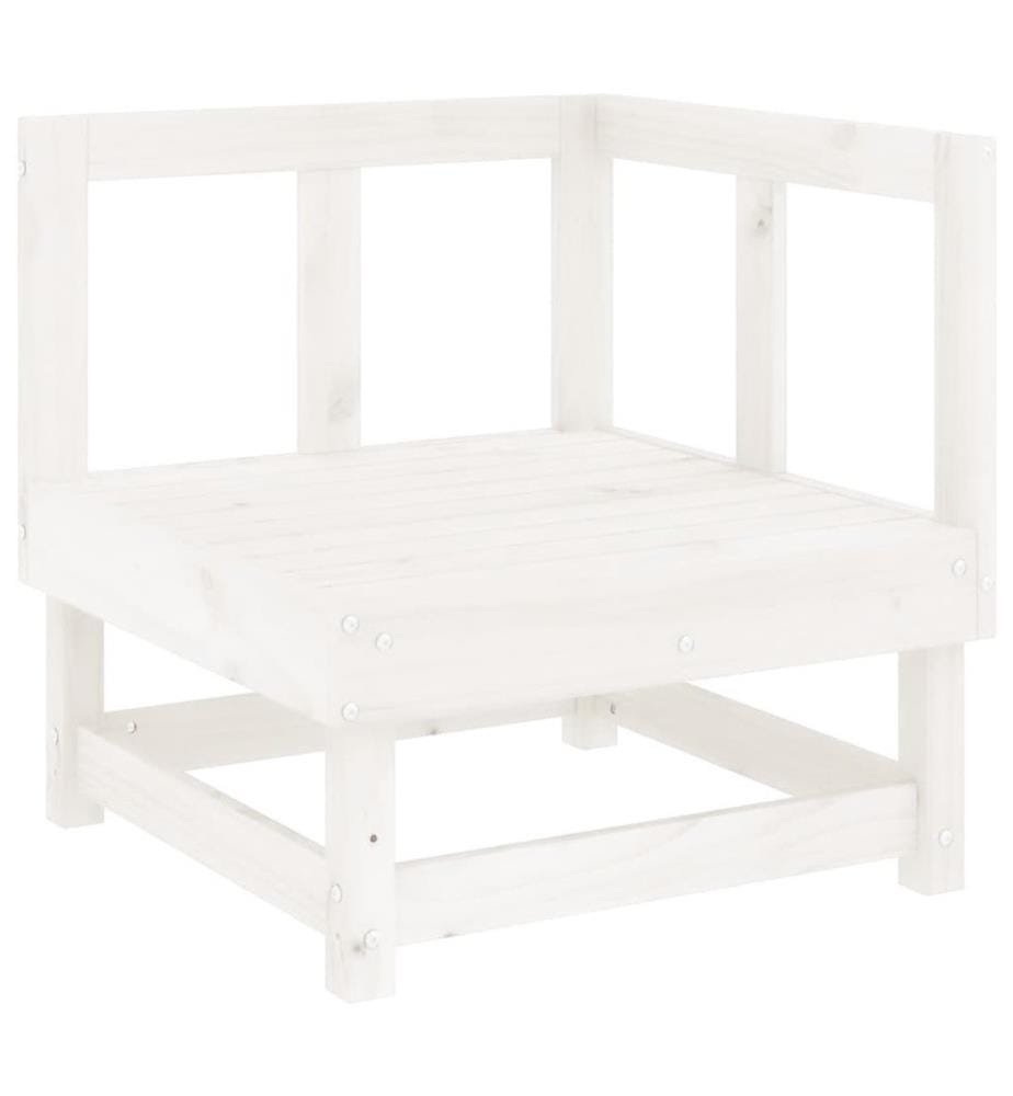 Salon de jardin 7 pcs Blanc Bois de pin massif