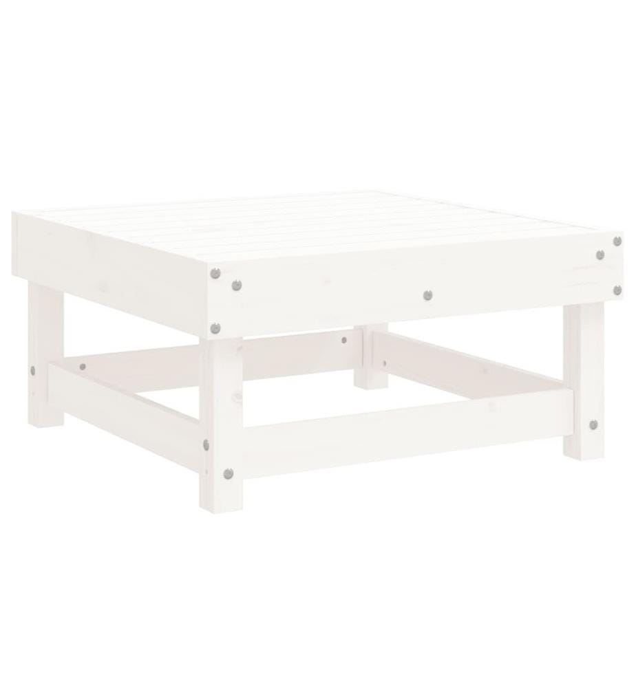 Salon de jardin 7 pcs Blanc Bois de pin massif