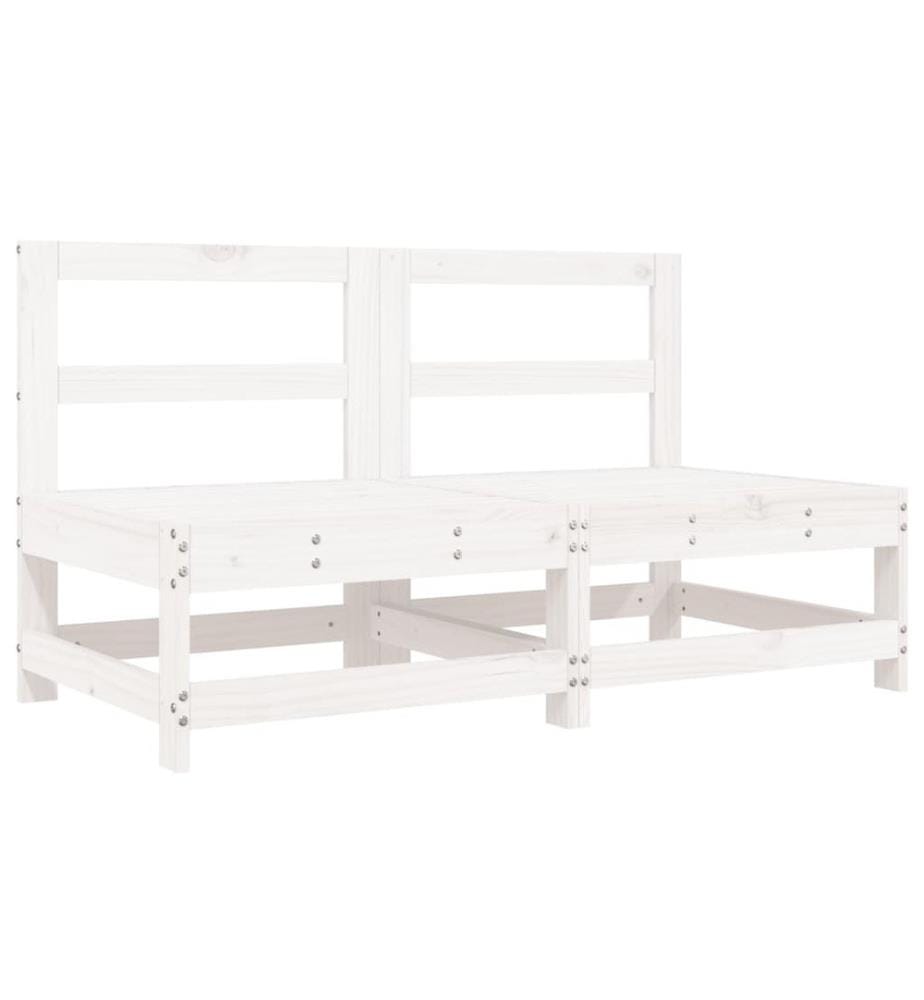 Salon de jardin 8 pcs Blanc Bois de pin massif
