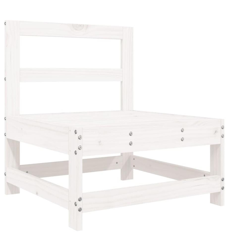 Salon de jardin 8 pcs Blanc Bois de pin massif