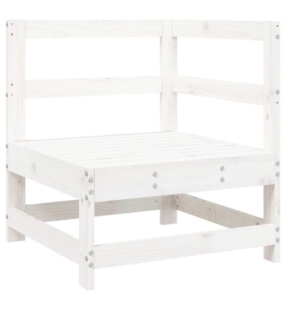 Salon de jardin 8 pcs Blanc Bois de pin massif