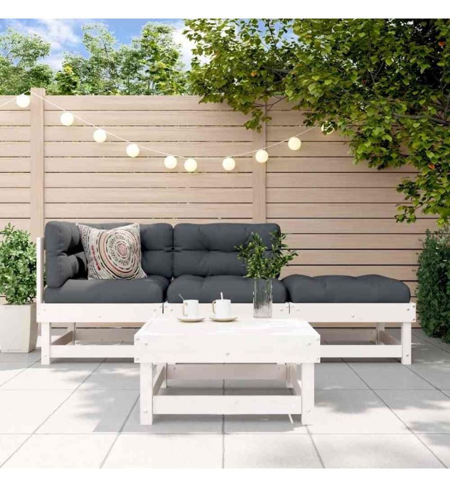Salon de jardin 4 pcs blanc bois de pin massif