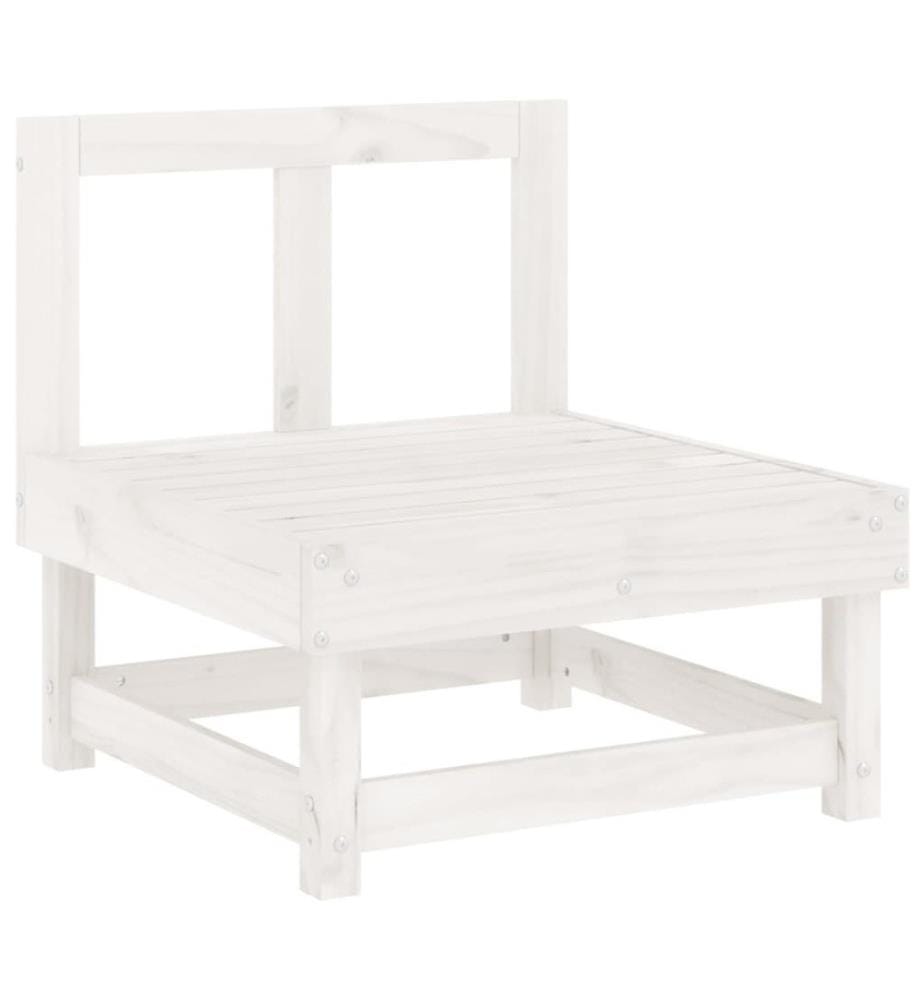 Salon de jardin 5 pcs blanc bois massif de pin