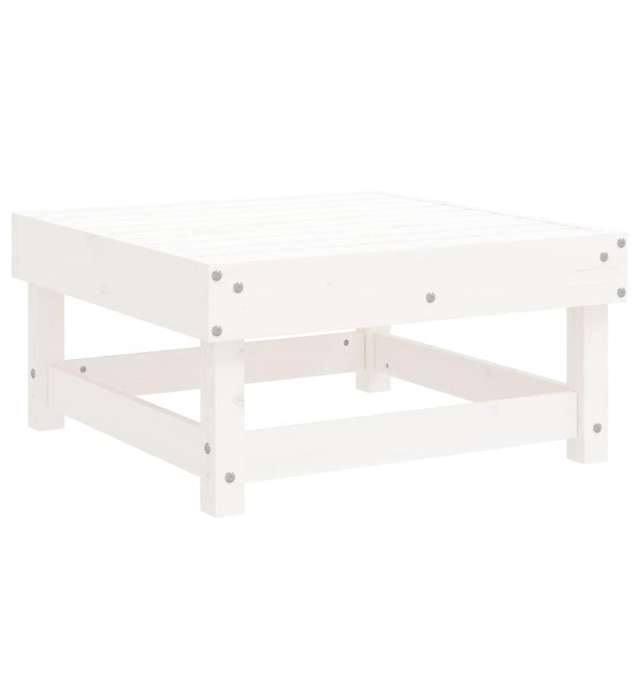 Salon de jardin 5 pcs blanc bois massif de pin
