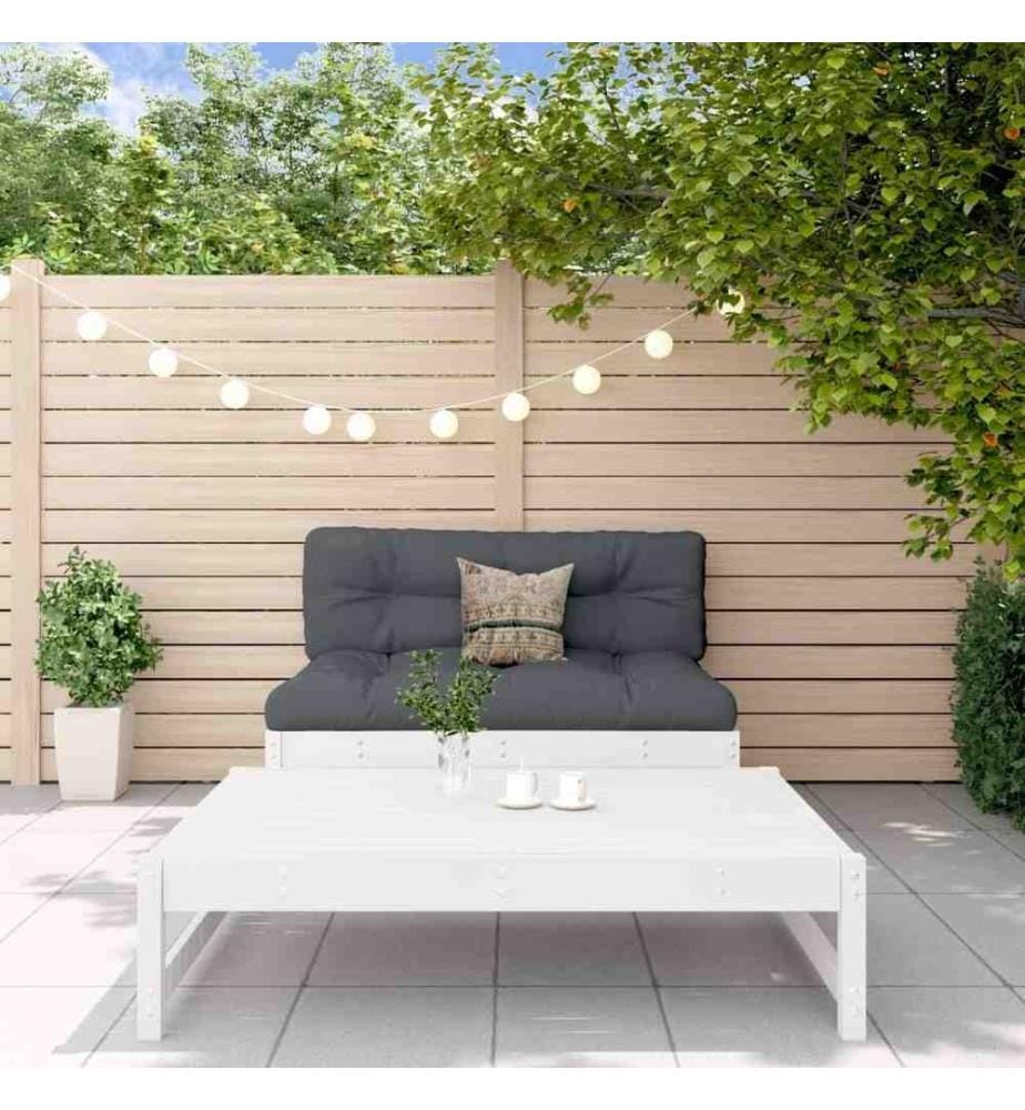 2-tlg. Garten-Lounge-Set Weiss Massivholz Kiefer