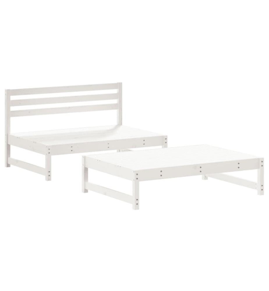 2-tlg. Garten-Lounge-Set Weiss Massivholz Kiefer