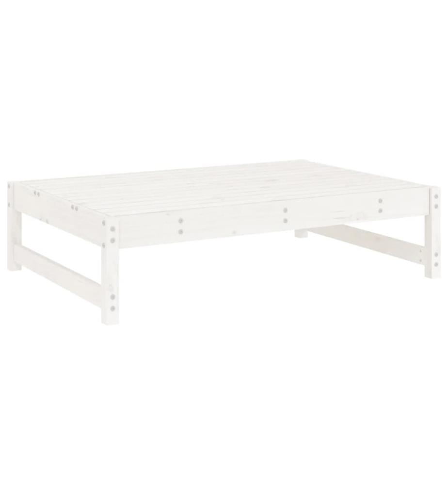 Salon de jardin 5 pcs blanc bois massif de pin