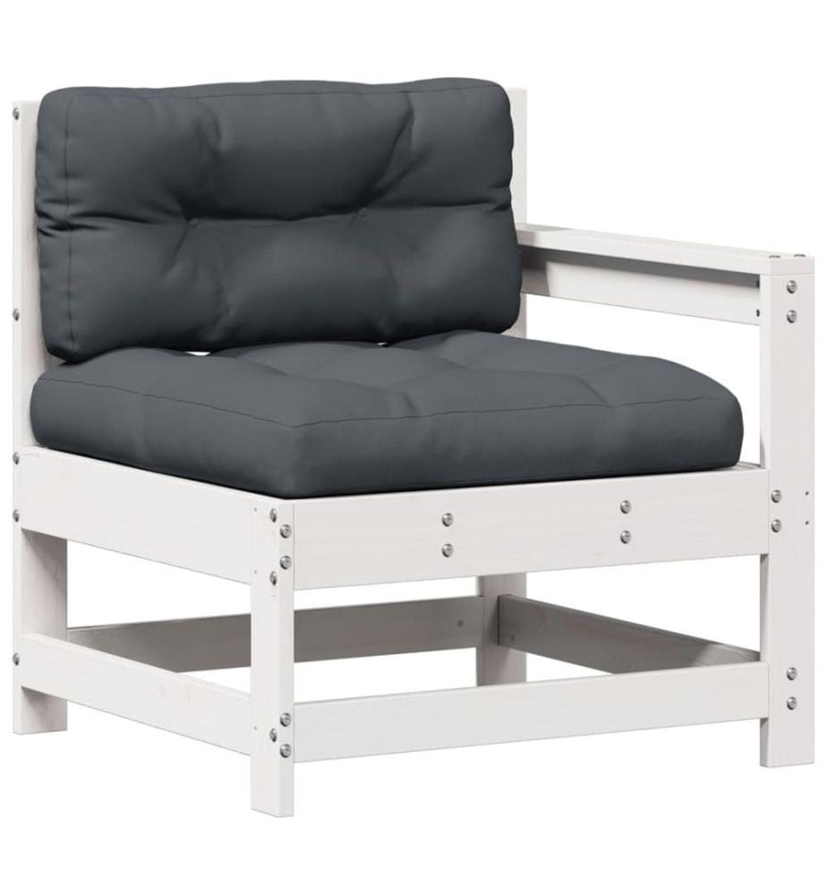 6-tlg. Garten-Lounge-Set mit Kissen Weiss Massivholz Kiefer