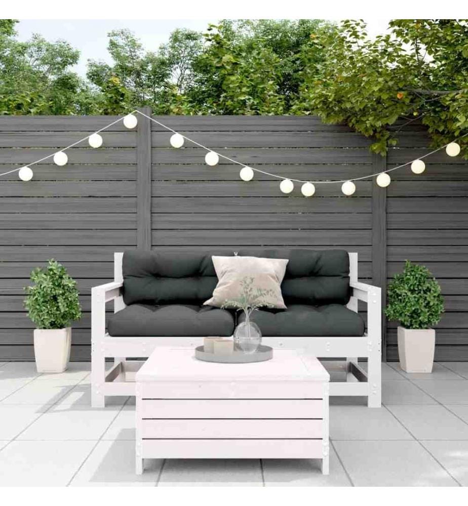3-tlg. Garten-Lounge-Set mit Kissen Weiss Massivholz Kiefer