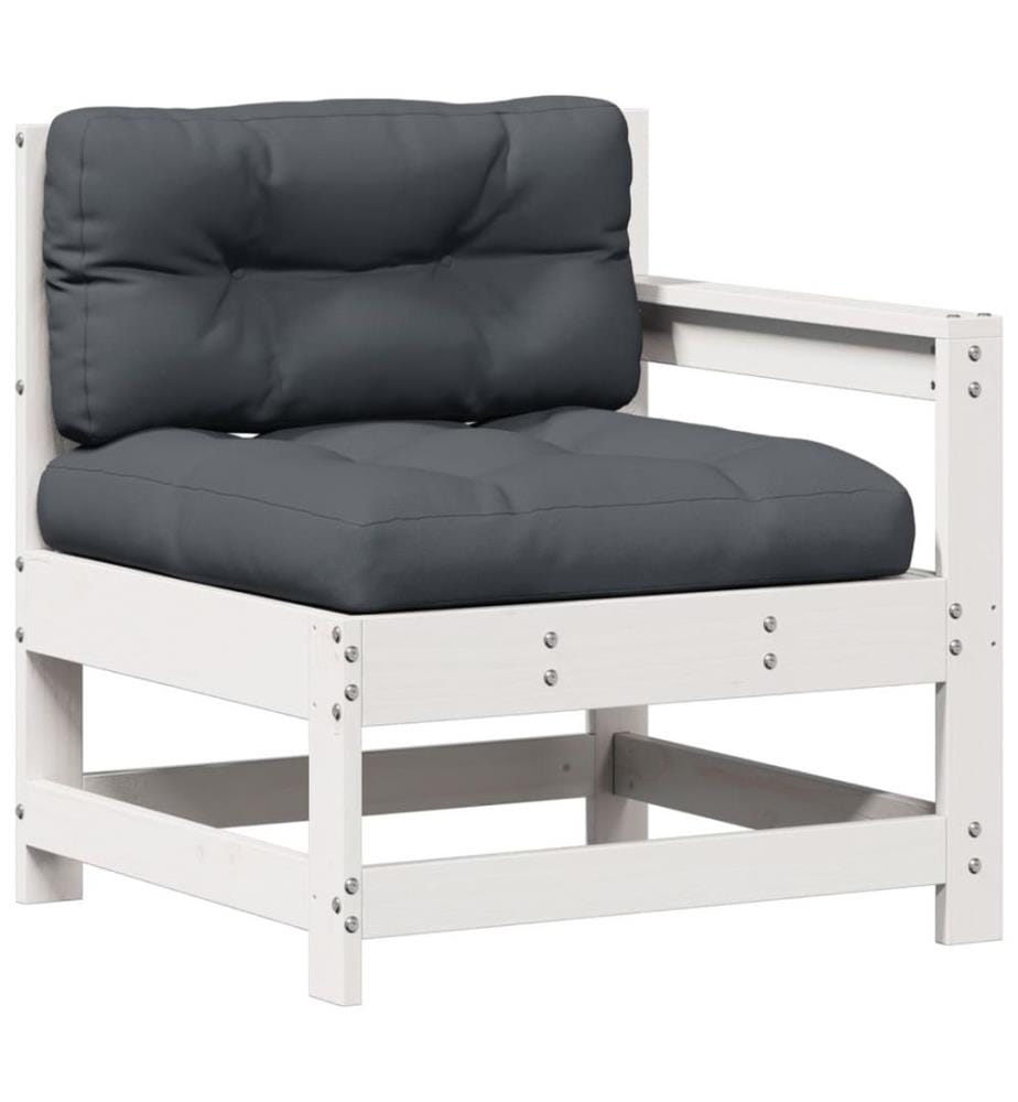 6-tlg. Garten-Lounge-Set mit Kissen Weiss Massivholz Kiefer