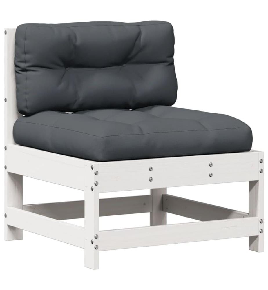 6-tlg. Garten-Lounge-Set mit Kissen Weiss Massivholz Kiefer