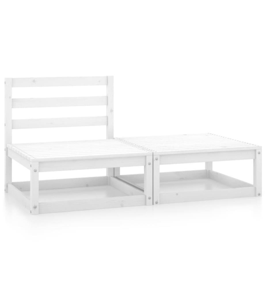 2-tlg. Garten-Lounge-Set Weiss Kiefer Massivholz