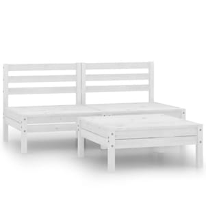 3-tlg. Garten-Lounge-Set Kiefer Massivholz Weiss