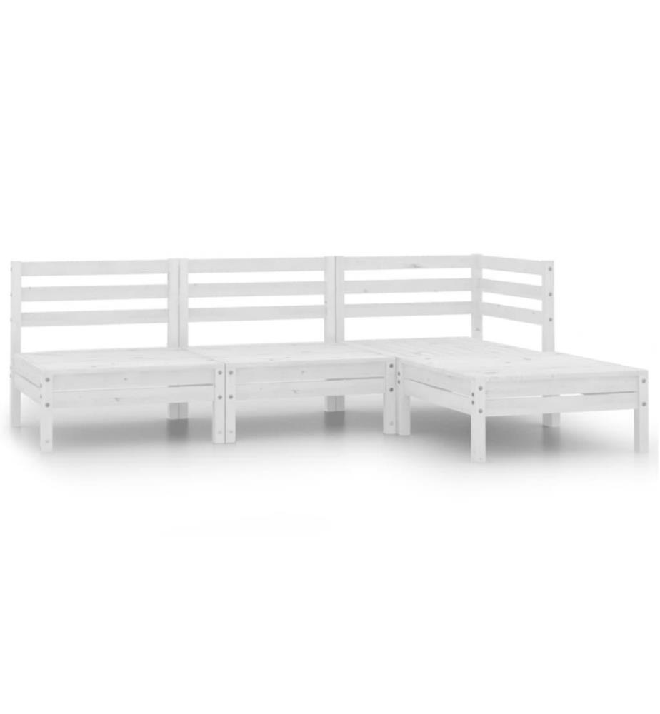 4-tlg. Garten-Lounge-Set Massivholz Kiefer Weiss