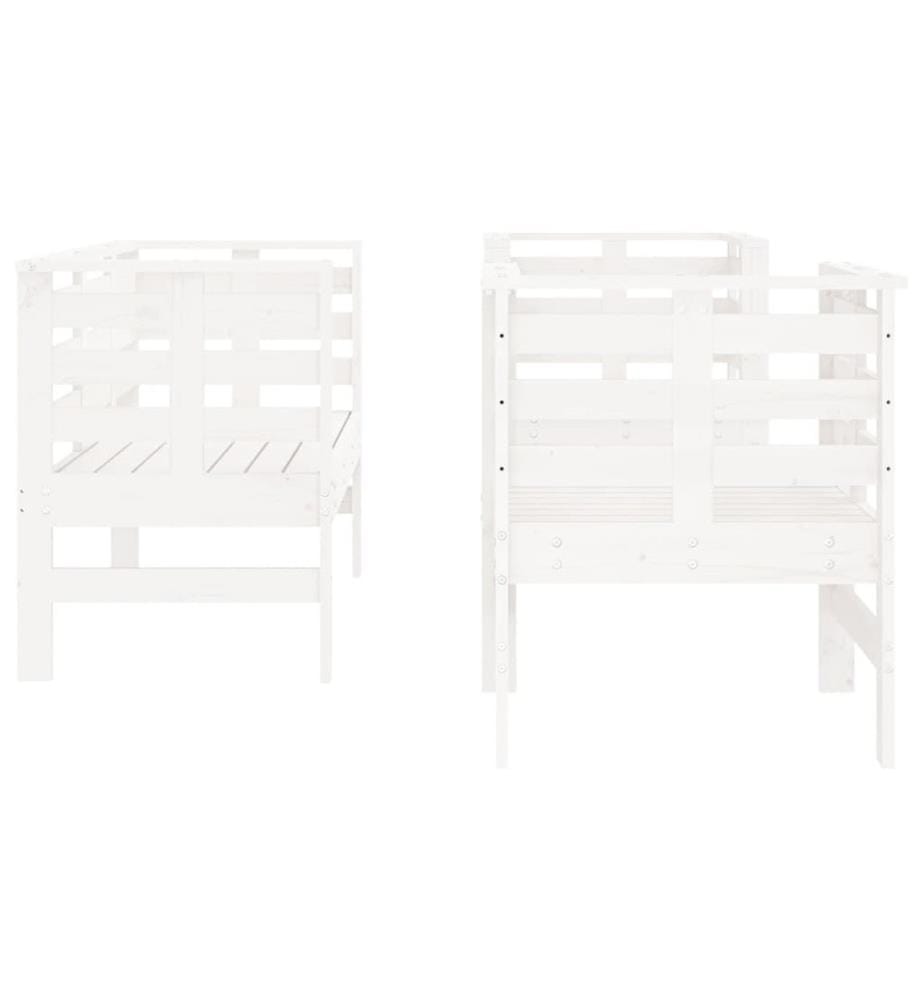 3-tlg. Garten-Lounge-Set Weiss Massivholz Kiefer