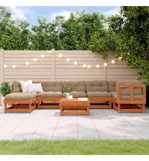 Ensemble de salon de jardin ARAKIL 8 pcs Brun cire