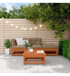 Ensemble de salon de jardin 4 pcs Brun cire Bois de pin massif