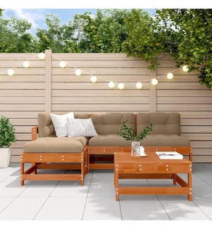 Ensemble de salon de jardin 5 pcs Brun cire Bois de pin massif