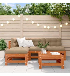 Ensemble de salon de jardin 5 pcs Brun cire Bois de pin massif