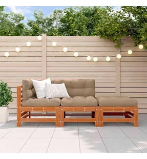 Ensemble de salon de jardin 3 pcs Brun cire Bois de pin massif