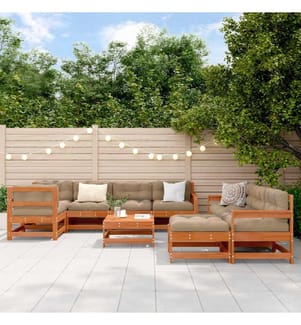 Ensemble de salon de jardin 10 pcs Brun cire Bois de pin massif
