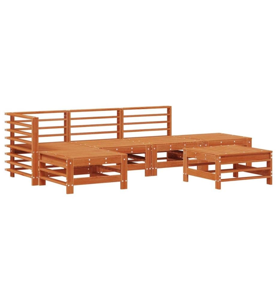 Set da salotto da giardino 5 pz Marrone cera Legno di pino massiccio