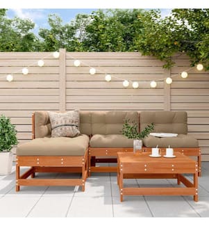 Ensemble de salon de jardin 5 pcs Brun cire Bois de pin massif