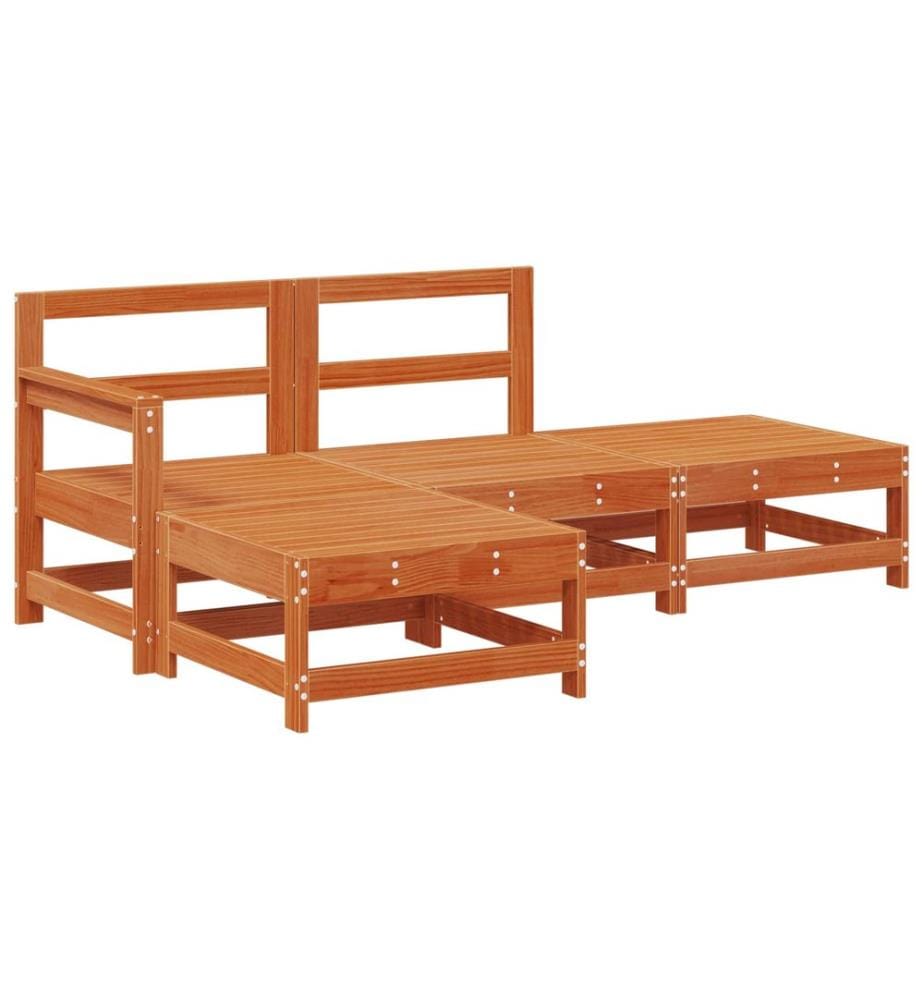 Garten-Lounge-Set 4 pcs Wachsbraun Massives Kiefernholz