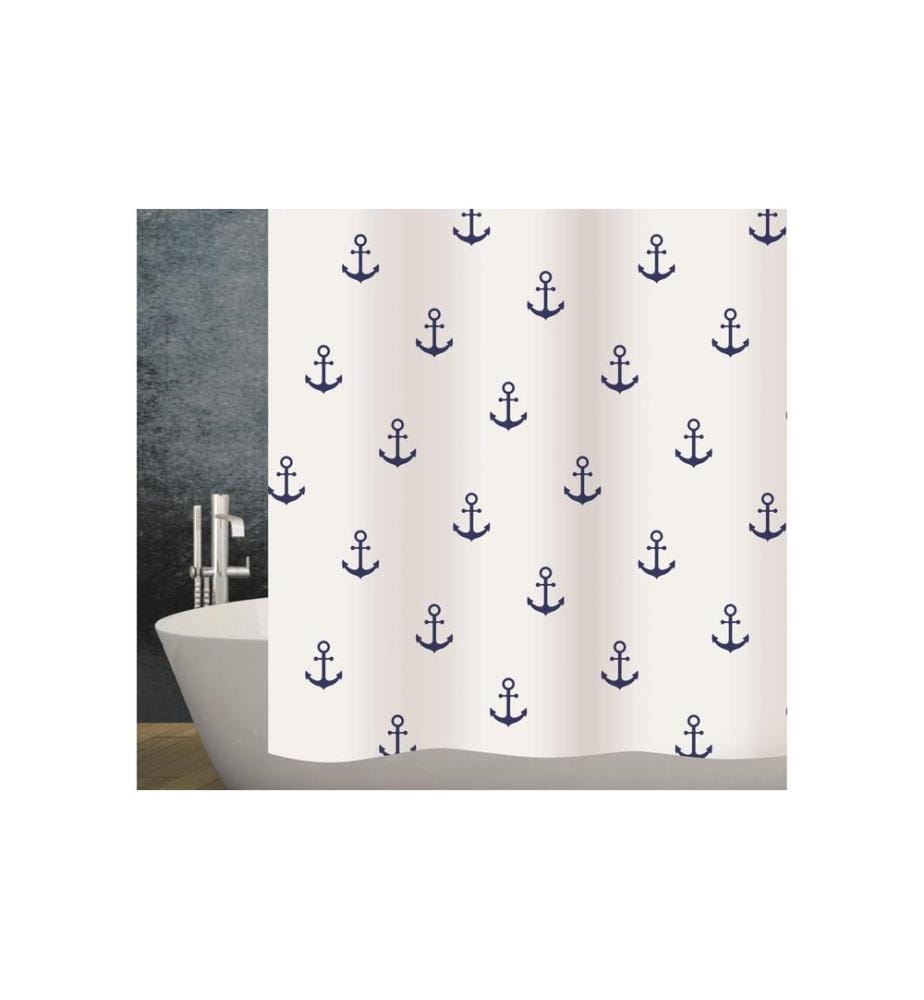diaqua® - Duschvorhang Anchor 180 x 200 cm, Weiss / Blau