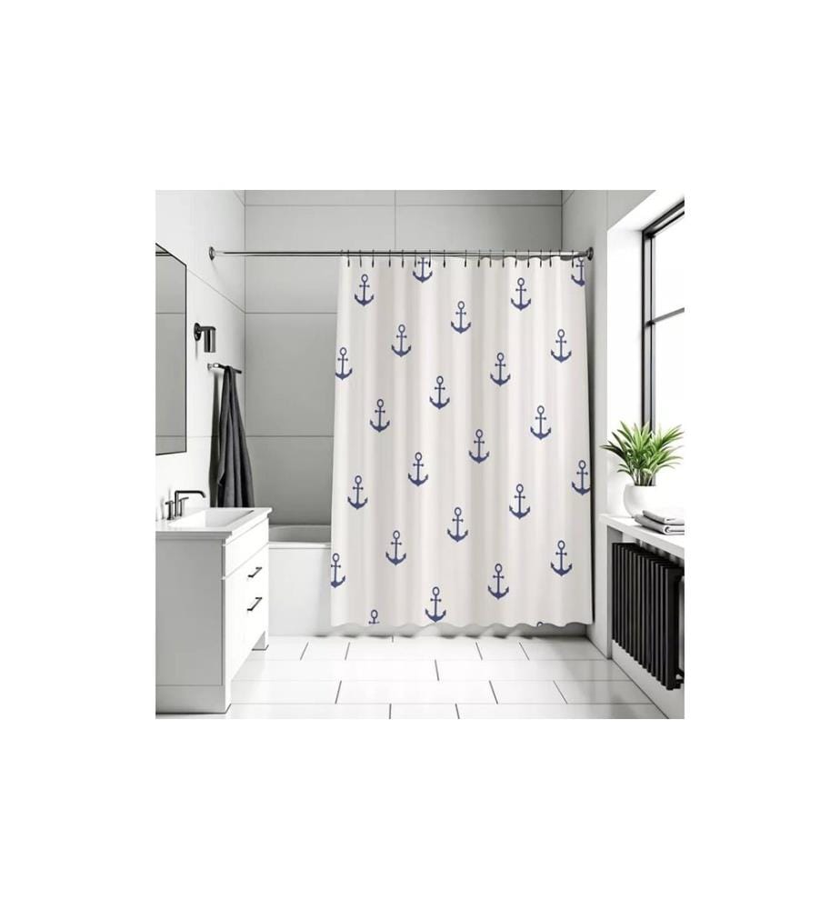diaqua® - Duschvorhang Anchor 120 x 200 cm, Blau/Weiss