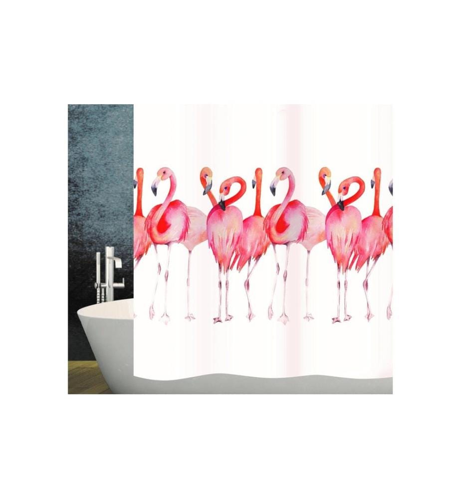 diaqua® - Duschvorhang Flamingo 240 x 180 cm, Weiss/Rosa