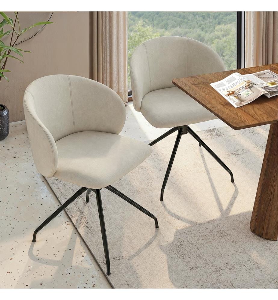 Lot de 2 Chaises Léona pivotantes - Crème