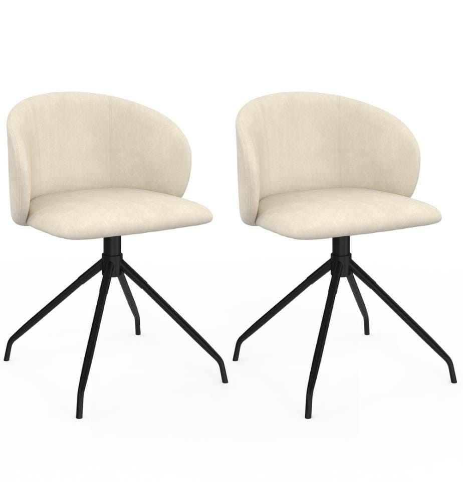 Lot de 2 Chaises Léona pivotantes - Crème