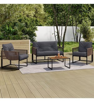 Gartenmöbel Ozéa 4-Sitzer aus Metall und Seil - Anthrazitgrau