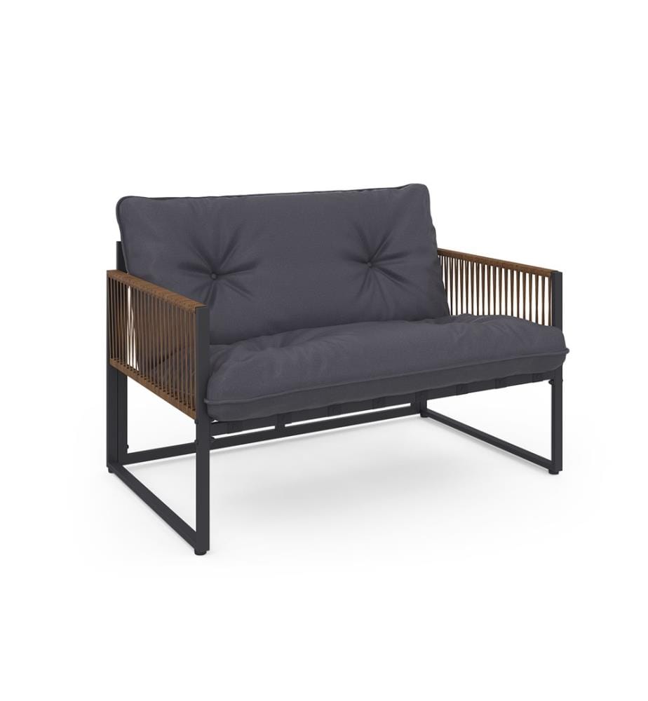 Gartenmöbel Ozéa 4-Sitzer aus Metall und Seil - Anthrazitgrau