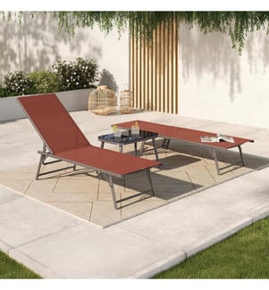 Set aus 2 Liegestühlen mit Neigung Malaga 4 Positionen - Terracotta