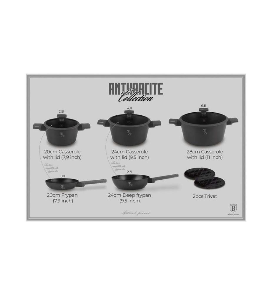10-teiliges Kochgeschirr-Set, Anthracite Collection - Matt