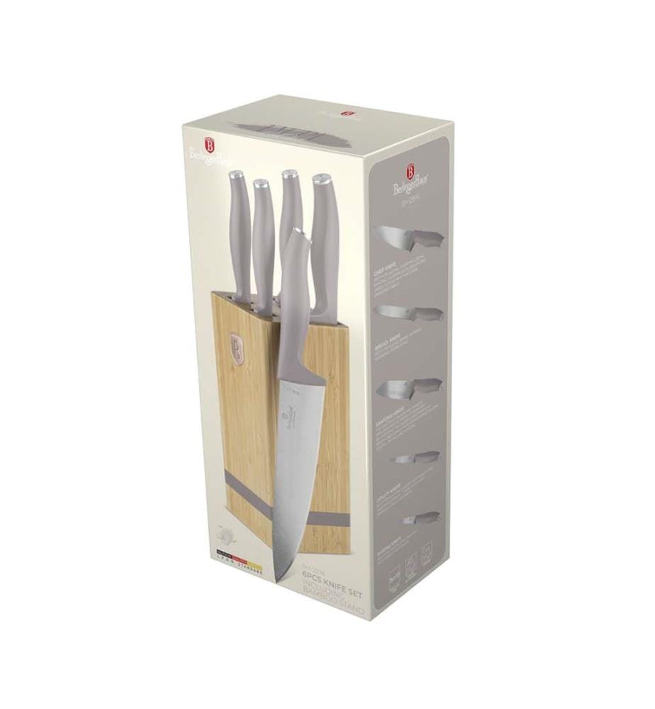 6-teiliges Messerset mit Messerblock, Taupe Collection - Matt