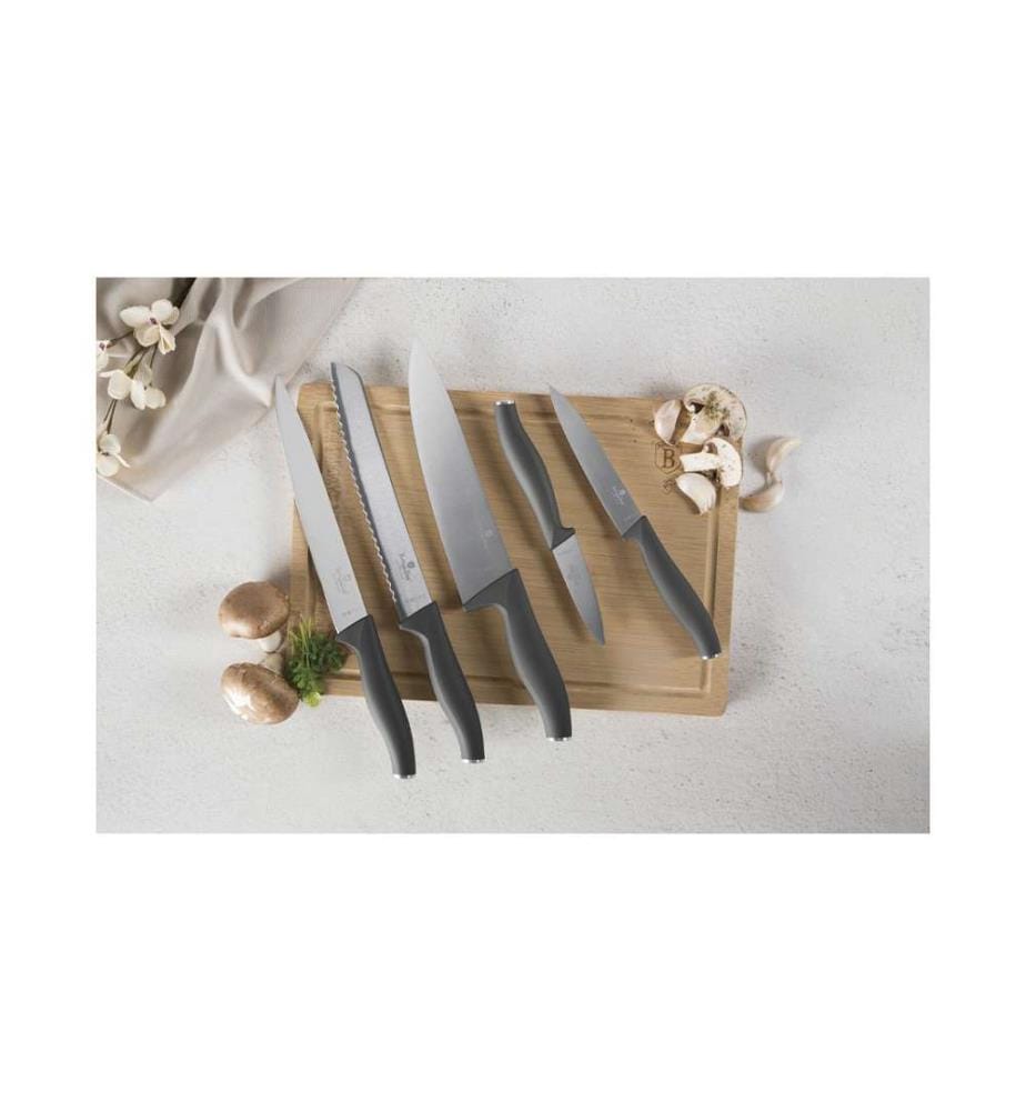 6-teiliges Messerset mit Bambus Schneidebrett, Anthracite Collection - Matt