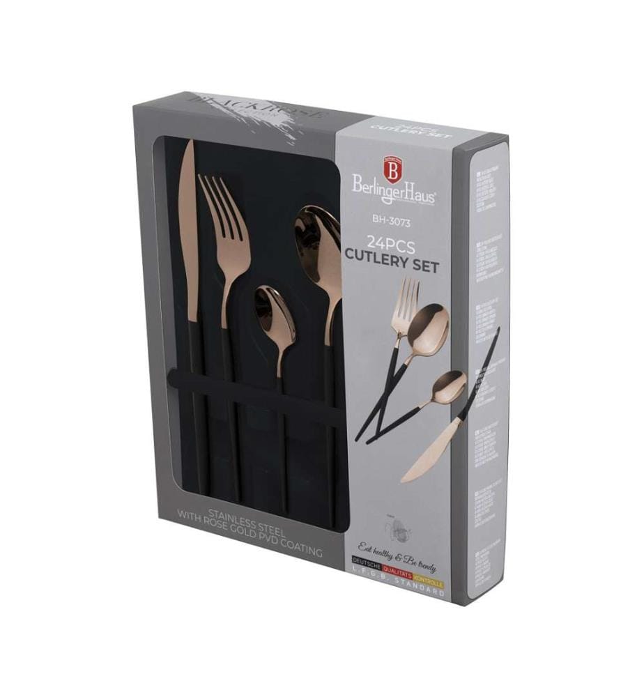 24 teiliges Besteckset, Matte Black Collection - Matt Black